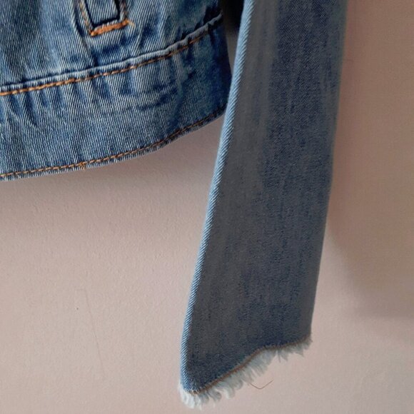 EUC Mustard Seed blue medium wash denim jacket with strap detail, M - Picture 8 of 12